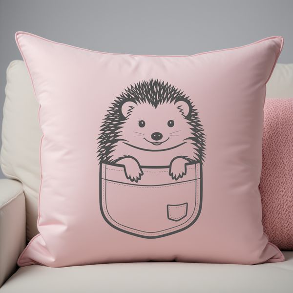 A detailed illustration of a hedgehog in a pocket-like setting.