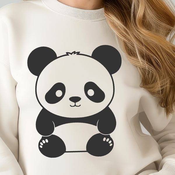Line Drawn Panda in Nature A simple line-drawn illustration of a panda in its natural habitat.