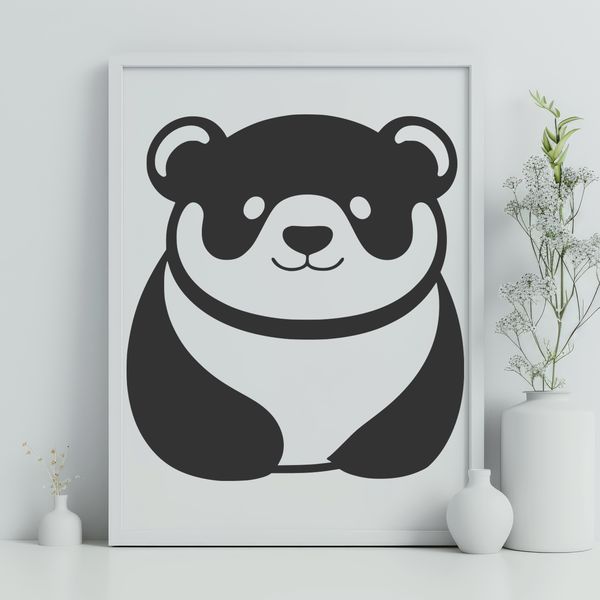 Free Vector Panda Graphics A detailed illustration of a wild panda in its natural habitat, created as a vector graphic.