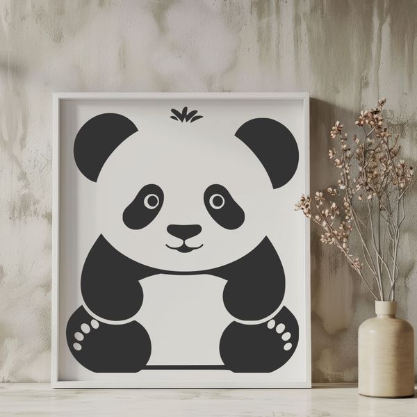 Whimsical Panda in Nature A digital illustration of a giant panda in a natural habitat setting.