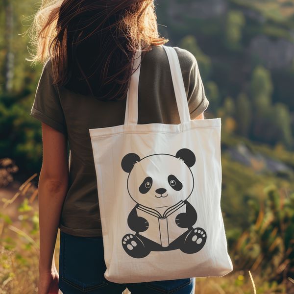 Panda Reading Delight A close-up illustration of a panda bear holding an open book in its paws.