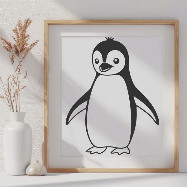 A stylized illustration of a penguin, suitable for graphic design and digital art.