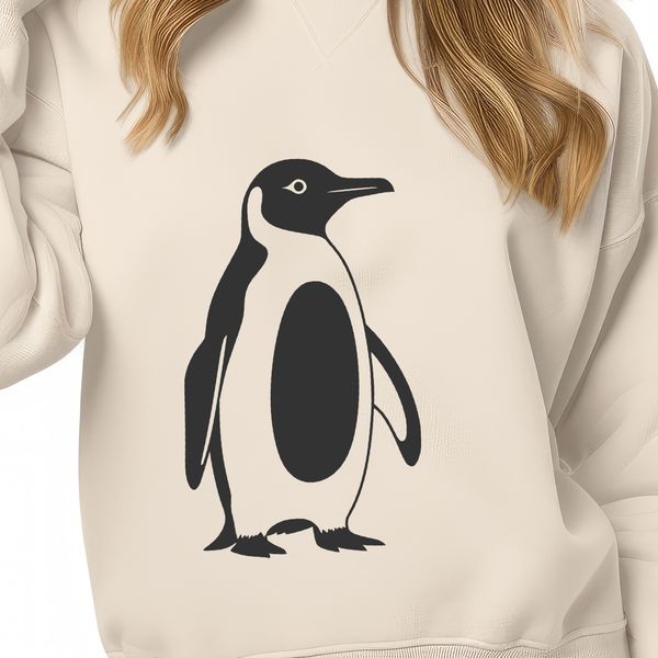 Cute Penguin Silhouette in Editable Vector Format An editable vector graphic of a single penguin bird in a simple design style.