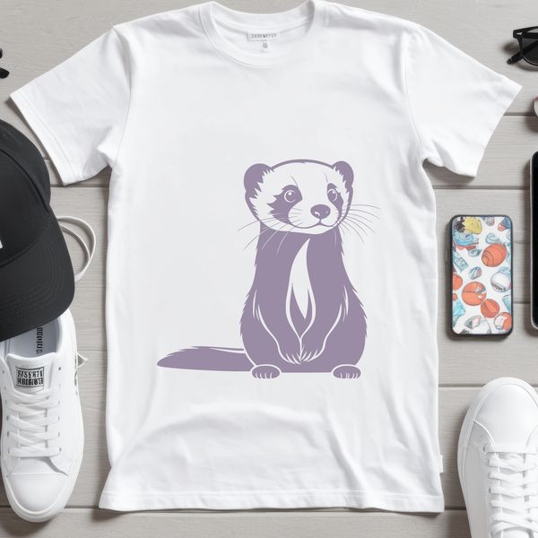 Free Ferret SVG Cut File for Personal Use A high-resolution vector image of a small mammal with a long body and bushy tail.