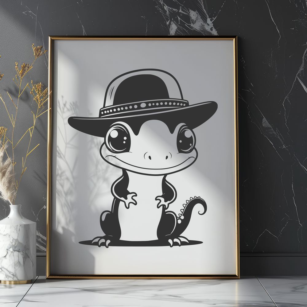 Vector Salamander Graphic Design A digital illustration of a salamander, suitable for vector graphics and cutting machine designs.
