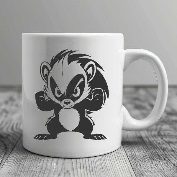 Skunk Clip Art Illustration A wild animal skunk depicted in vector format, suitable for various design applications.
