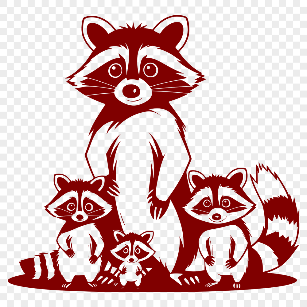 Raccoon Vector Graphic Free Download A raccoon illustration created as a vector graphic in SVG format, suitable for digital and craft applications.