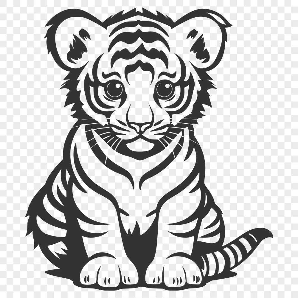 Artistic Sitting Tiger PNG