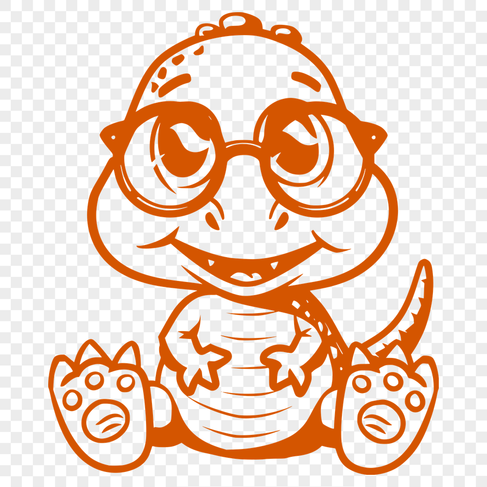 Beautiful Dinosaur Wearing Glasses PNG