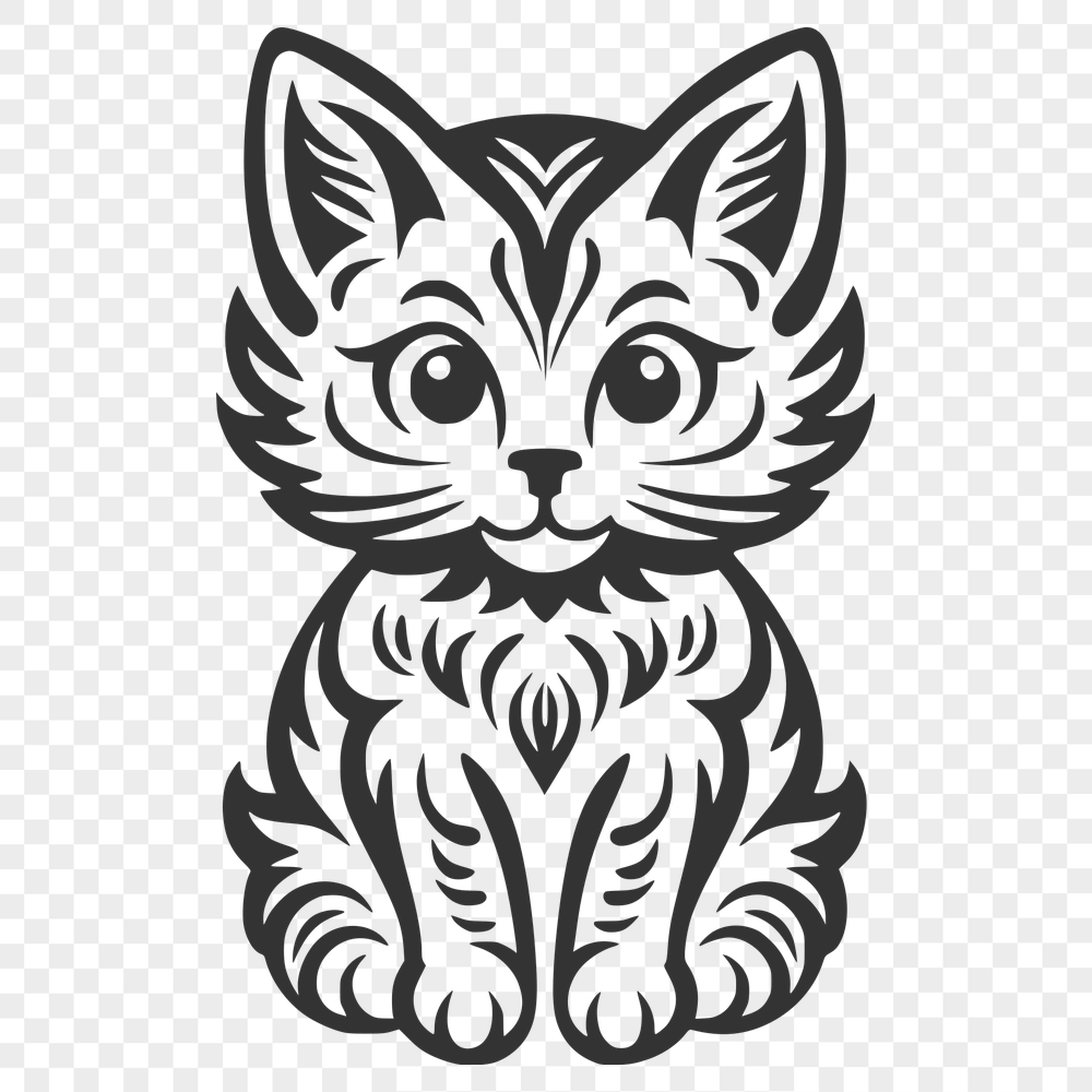 Beautiful Sitting Kitten SVG