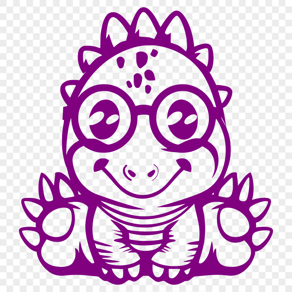 Cute Dinosaur Wearing Glasses PNG