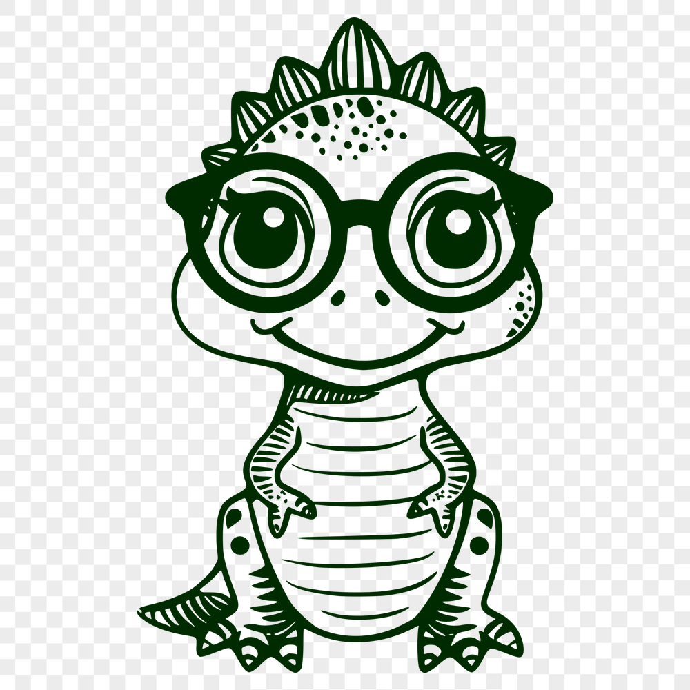 Creative Dinosaur Wearing Glasses DXF