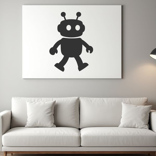 A futuristic robot graphic designed as a vector silhouette.