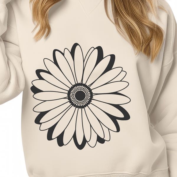 White and Yellow Flower Graphic A high-quality vector illustration of a single daisy flower with white petals and yellow center.