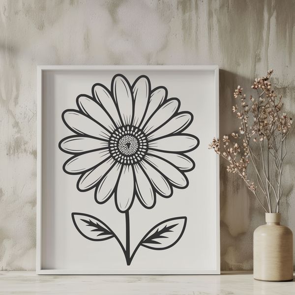 Delicate Floral Icon A high-quality digital representation of a daisy flower in vector format.