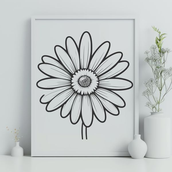 Simple Vector Flower Design for DIY Crafts and Projects A simple illustration of a daisy flower, suitable for vector graphics and cutting machine designs.
