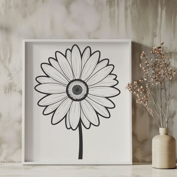 Bright Daisy Illustration A simple illustration of a daisy flower with white petals and yellow center.