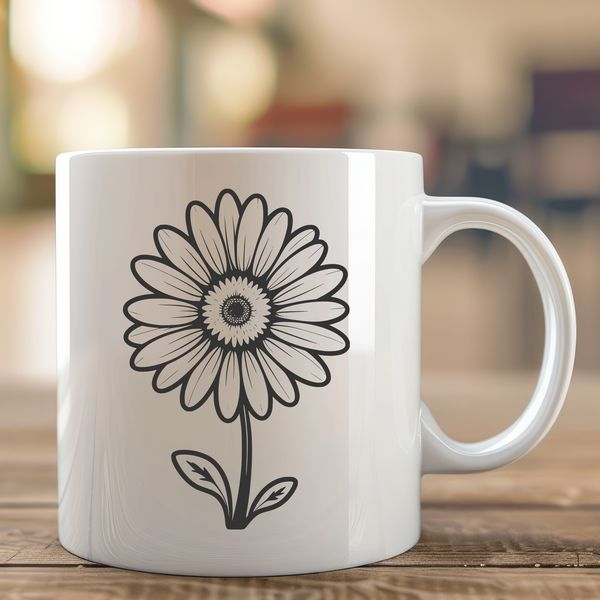 Simple Vector Flower Design with Yellow Center A simple white daisy flower with yellow petals in the center.