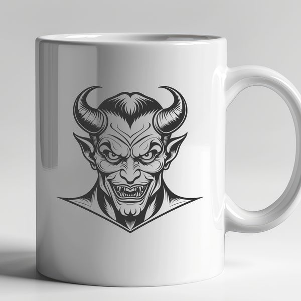 Devilish Vector Art A stylized illustration of the devil with horns and wings, suitable for Halloween decorations or graphic design projects.