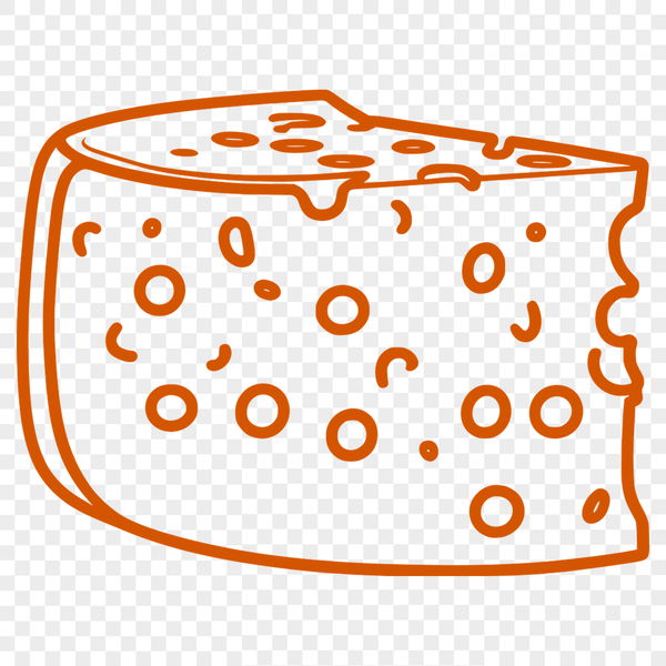 A high-resolution vector illustration of a wedge-shaped block of cheese.