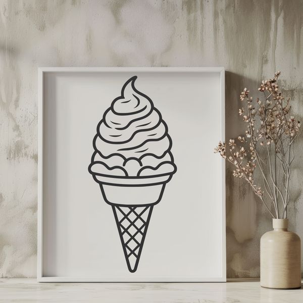 Colorful Ice Cream Design Element A colorful illustration of a scoop of ice cream on a cone, suitable as a vector graphic design element.
