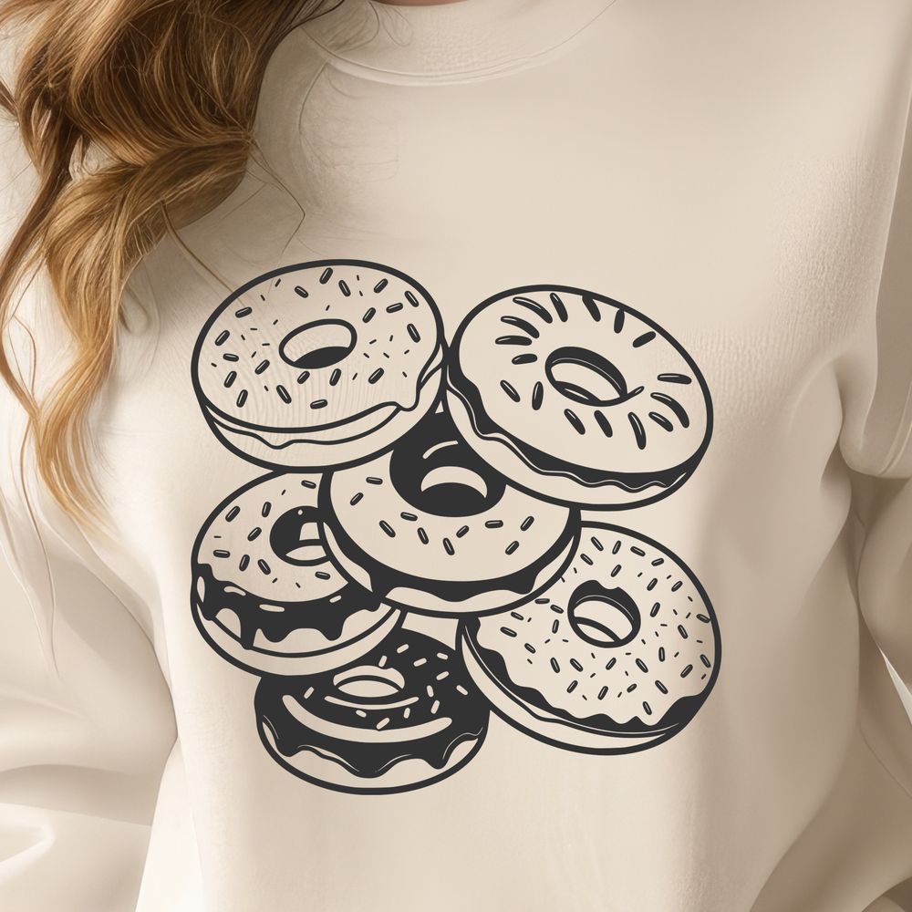 Beautiful Donut Graphic Template A stylized vector design of a lone donut with rounded edges and textured surface.