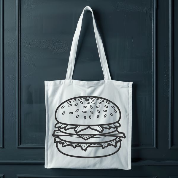Delicious Cheeseburger Vector Graphics Vector design of a juicy cheeseburger on a plate.
