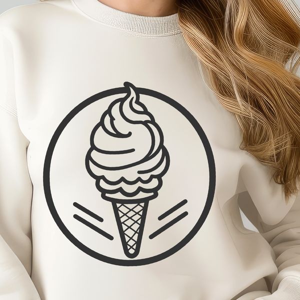 Sweet Cone Delight Digital Vector Art A colorful illustration of a scoop of ice cream on a cone, created as a digital vector graphic.