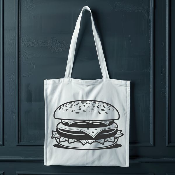 Round Bun Burger Design Vector Art A digital illustration of a classic cheeseburger with a rounded bun and various toppings.