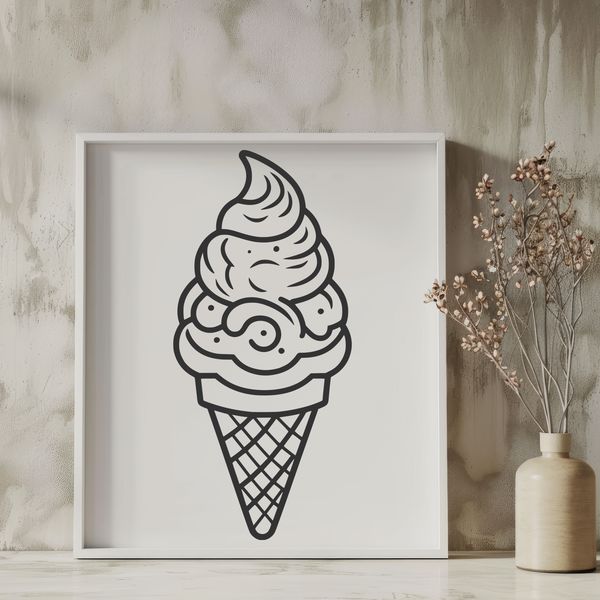 Vector Graphic Ice Cream Illustration A digital vector graphic of a classic ice cream dessert icon.