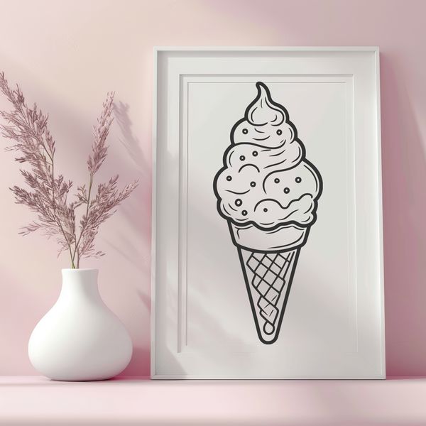 Delicious Waffle Cone Treat A colorful illustration of a scoop of ice cream in a waffle cone.