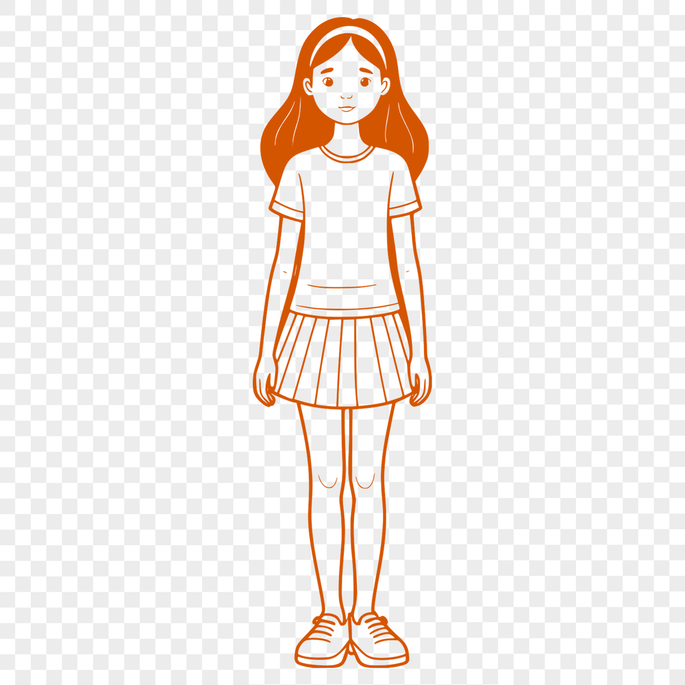 Cute Cartoon Girl SVG Clip Art An SVG clipart design featuring an innocent-looking girl.