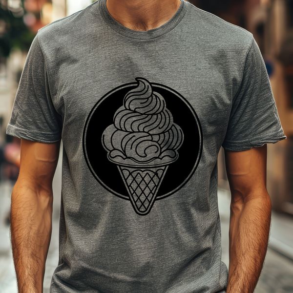 Stylized Ice Cream Cone SVG An SVG graphic featuring a stylized dessert in the shape of a cone with a single scoop of ice cream.