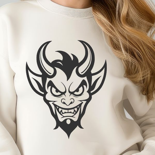 Satan Illustration with Intricate Details A vector design featuring a depiction of Satan with intricate details and bold lines.
