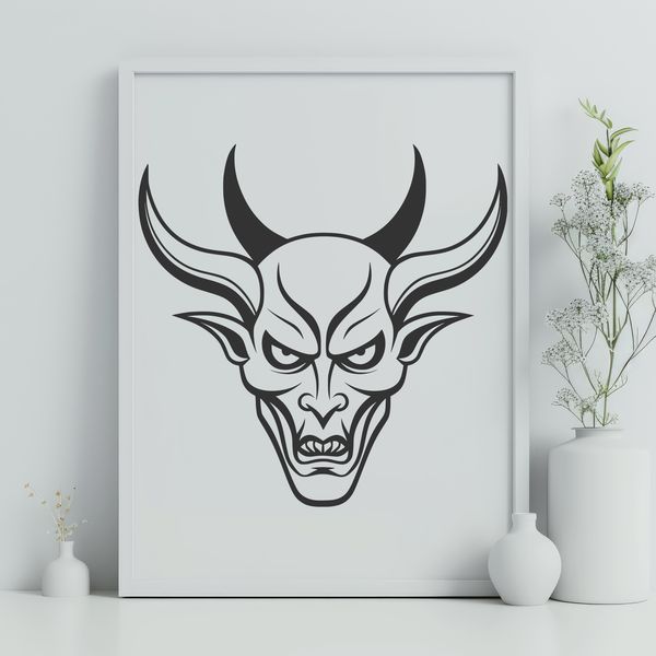 Halloween SVG Clip Art A depiction of the devil in a dark, gothic setting, suitable for Halloween-themed designs.