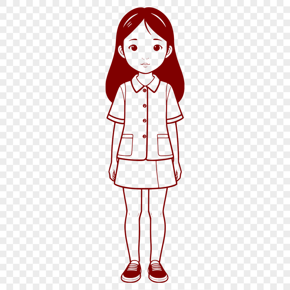 Young Female Figure Illustration A single line illustration of a young female figure in a basic pose.