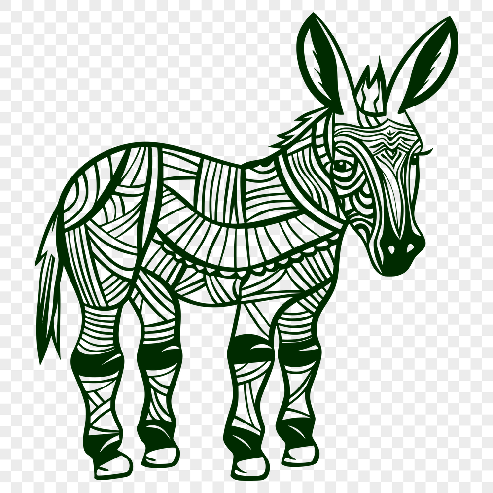 Ornate Standing Donkey Digital Artwork