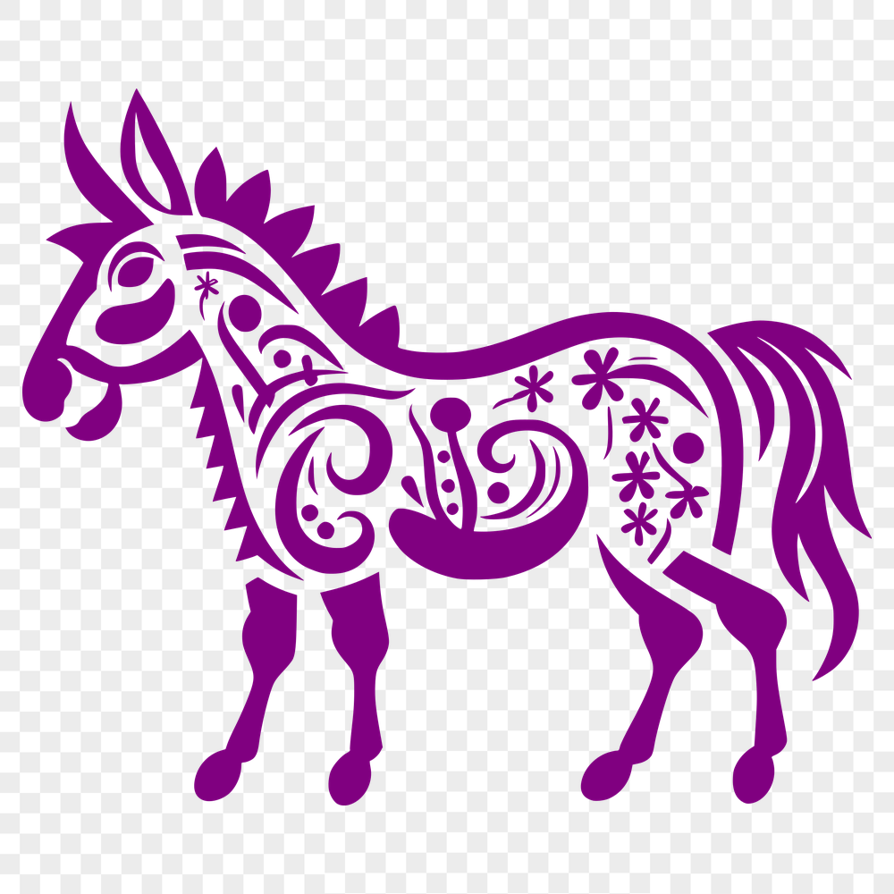 Ornate Donkey SVG, PNG, PDF And DXF Files