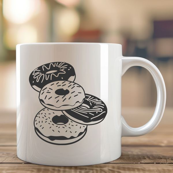 A detailed illustration of a single donut with frosting and sprinkles.