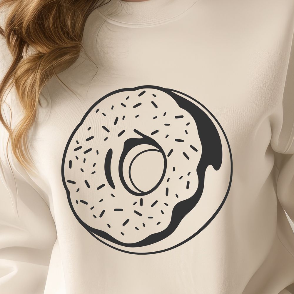 Fun Dessert Clip Art Design A colorful illustration of a donut with frosting and sprinkles, suitable as a clip art design for printing or digital use.