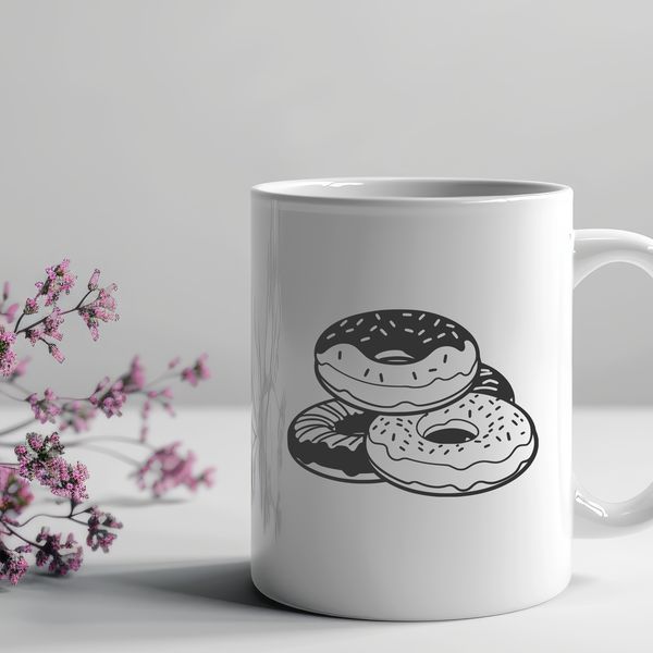 A stylized illustration of a sugary donut, suitable for digital design.