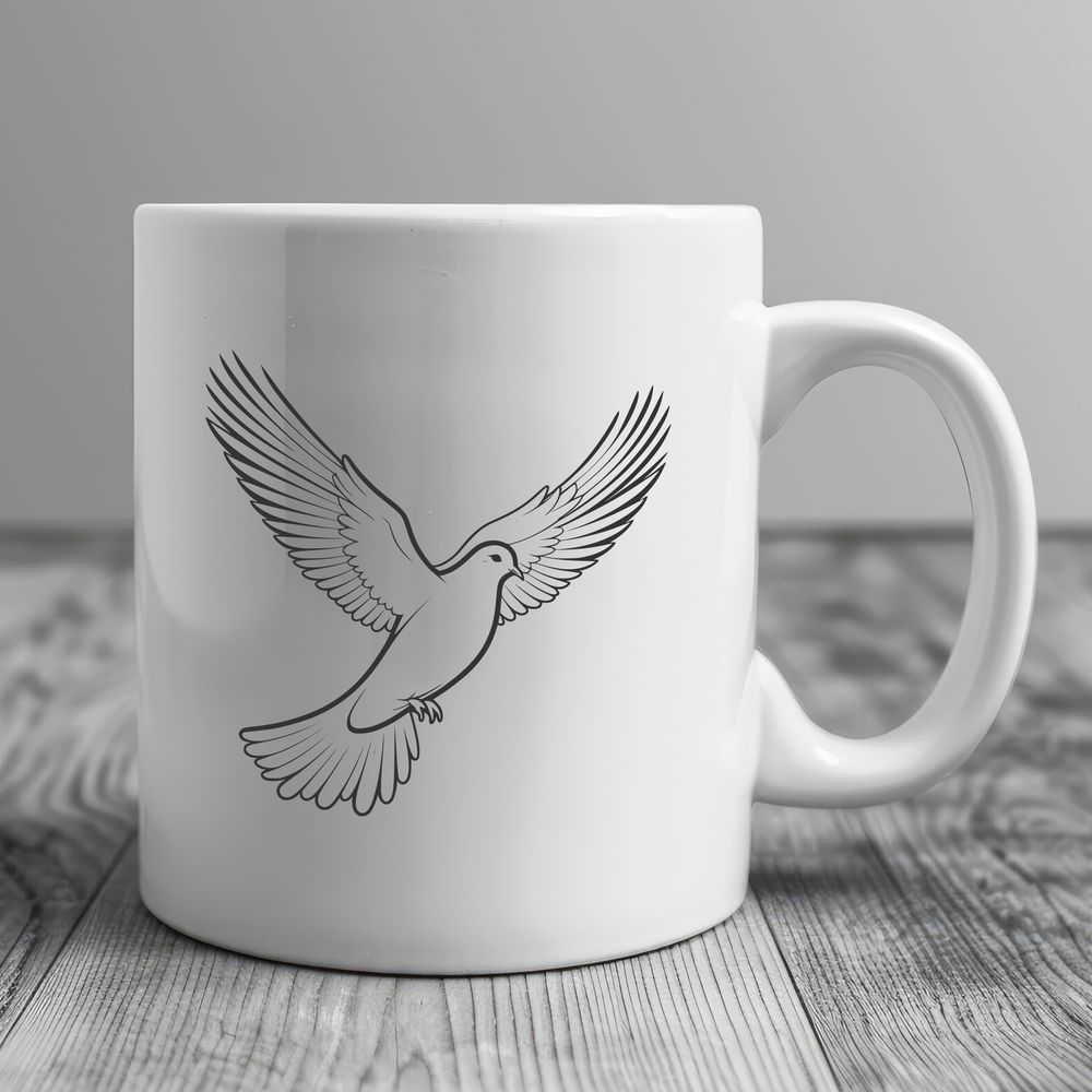 Dove Perched on a Branch SVG Illustration A white dove perched on a branch, rendered as a vector graphic in SVG format.