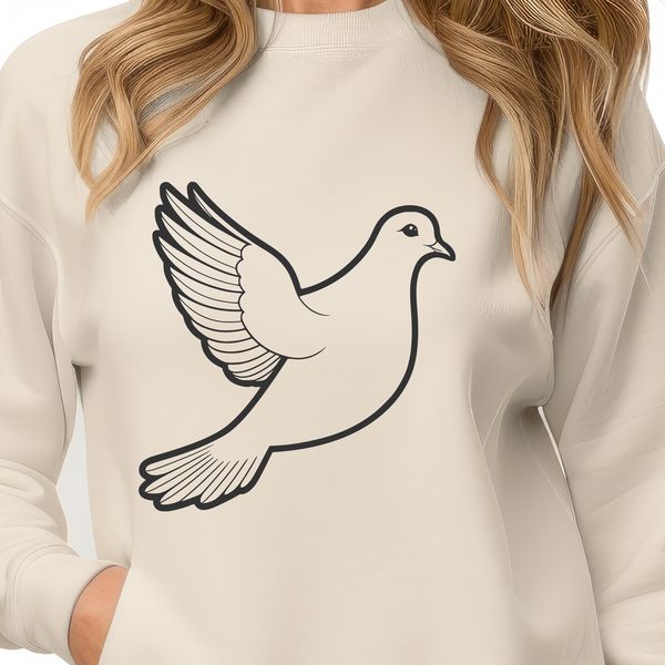 A detailed illustration of a white dove perched on a branch, created as vector art.