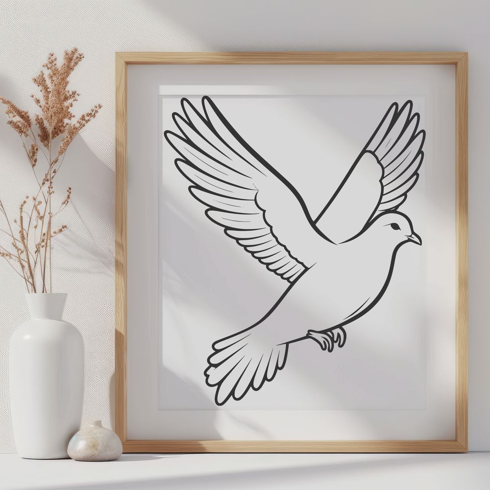 Beautiful Dove Silhouette Design for Creative Projects A stylized illustration of a dove in flight, suitable for use as vector art.