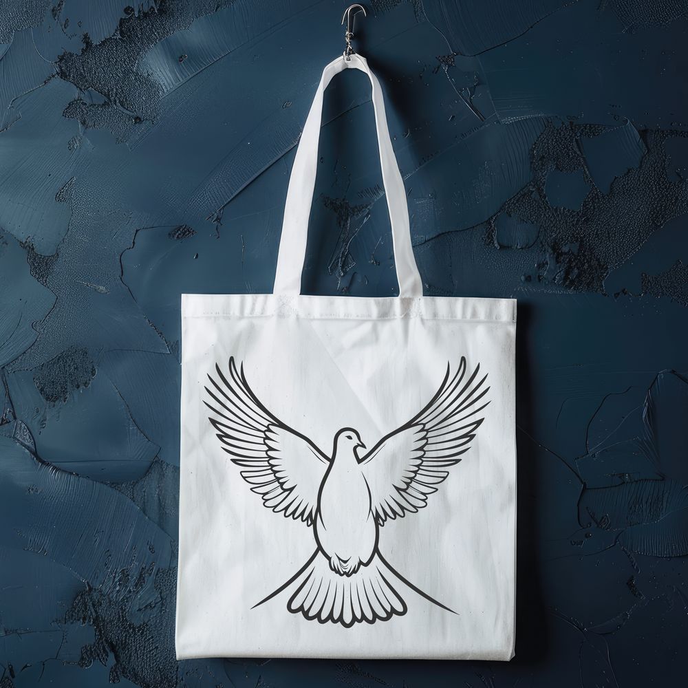 Minimalist Bird Design SVG White dove perched on a branch in a minimalist design.