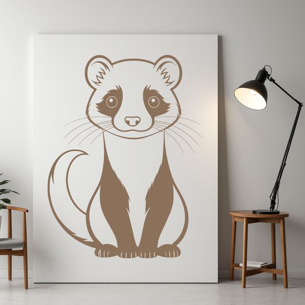 A vector illustration of a cute ferret animal with a simple silhouette.