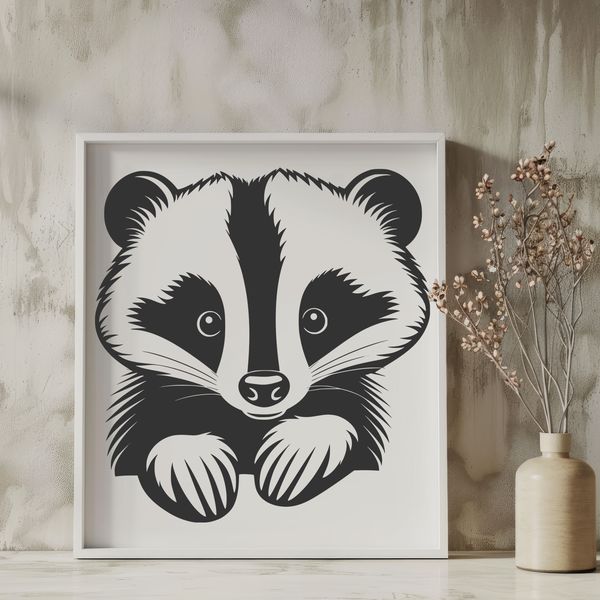 Wildlife SVG Image A detailed illustration of a badger in vector format, suitable for cutting machines and digital designs.