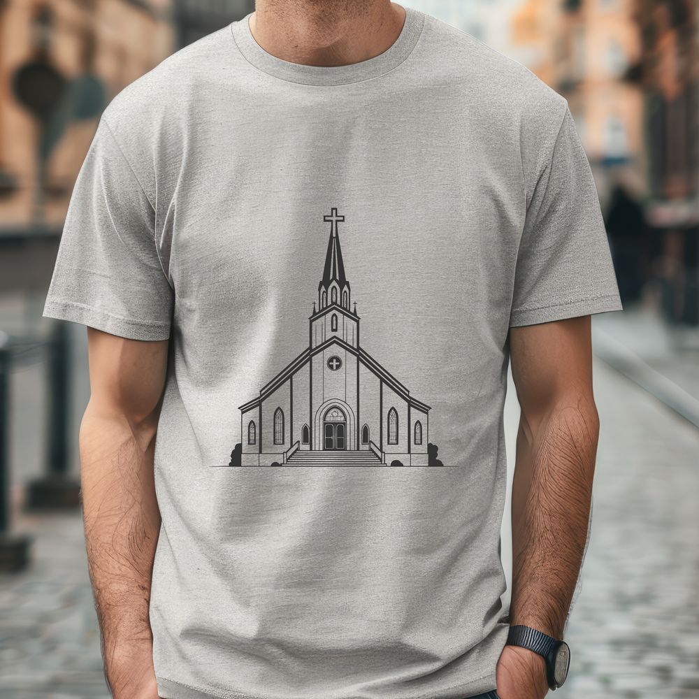 Faithful Sanctuary SVG Image A digital illustration of a Baptist church building with a prominent steeple and entrance.