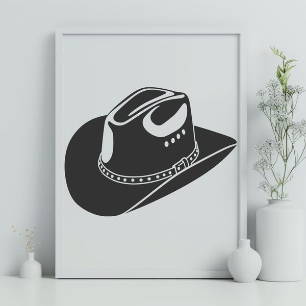 Cowboy Hat Design SVG File A classic cowboy hat in a vector design, suitable for various crafting projects.