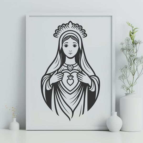 Symbolic Heart Illustration A detailed illustration of the Immaculate Heart symbol in a vector format.